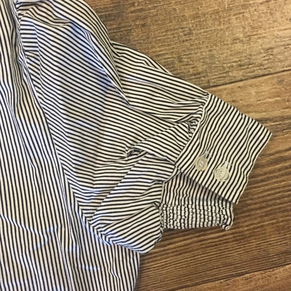 Black/white striped button-front blouse - Picture 5 of 5